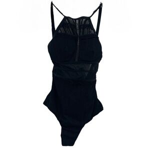 Afriel & Tabbris Australia Mesh Cutout High Neck Swimsuit Size 4 Black Women’s